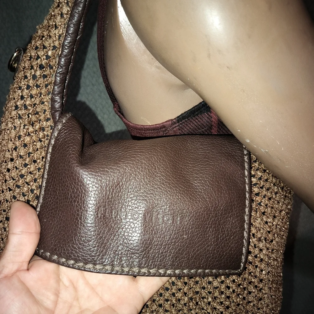 Plinio Visona Brown Straw Woven Shoulder Crossbody Bag. - Picture 10 of 16